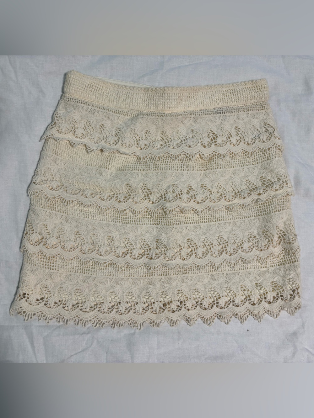 AE Cream Crochet Lace Mini Skirt
